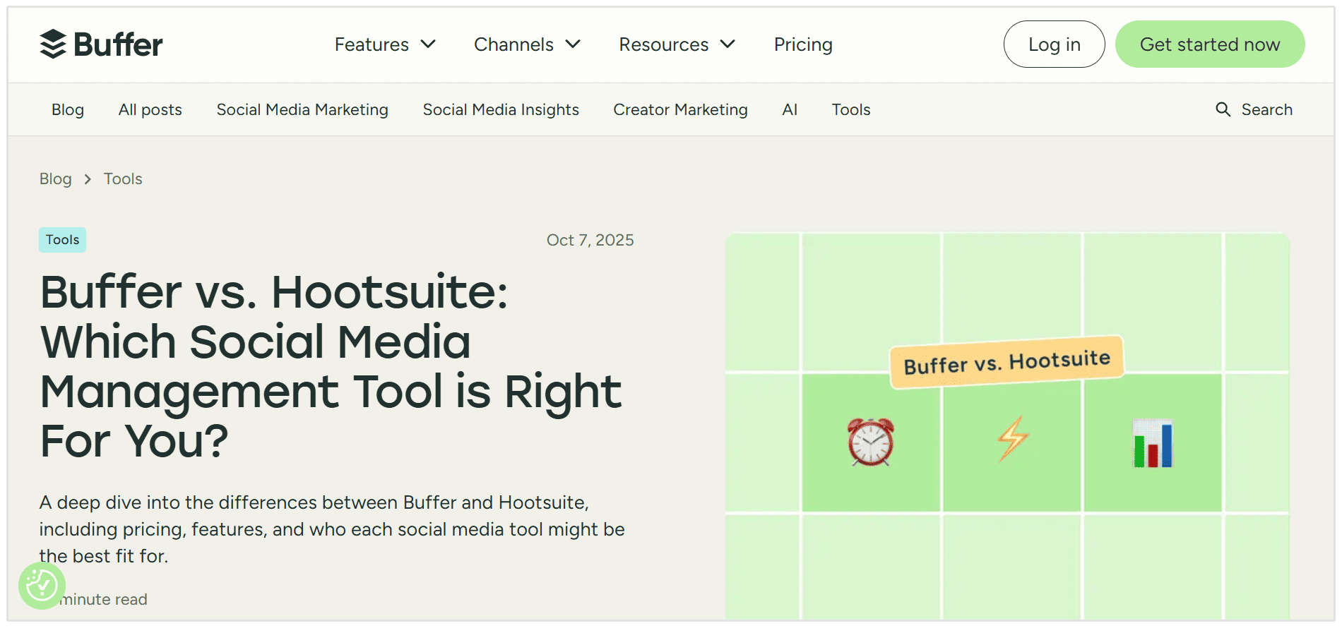 Page de comparaison de Buffer