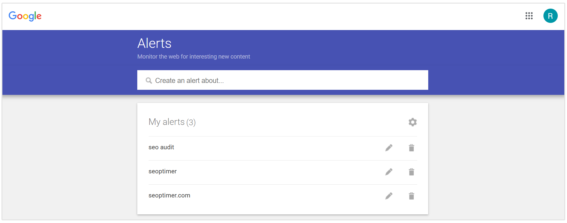 exemple d'Alertes Google