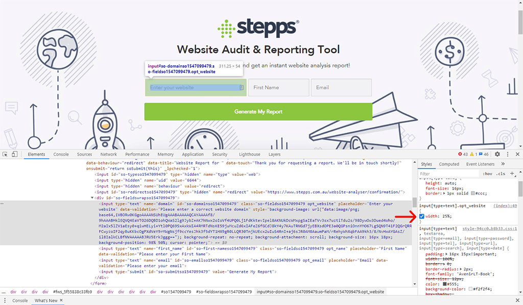Stepps campo di input 1
