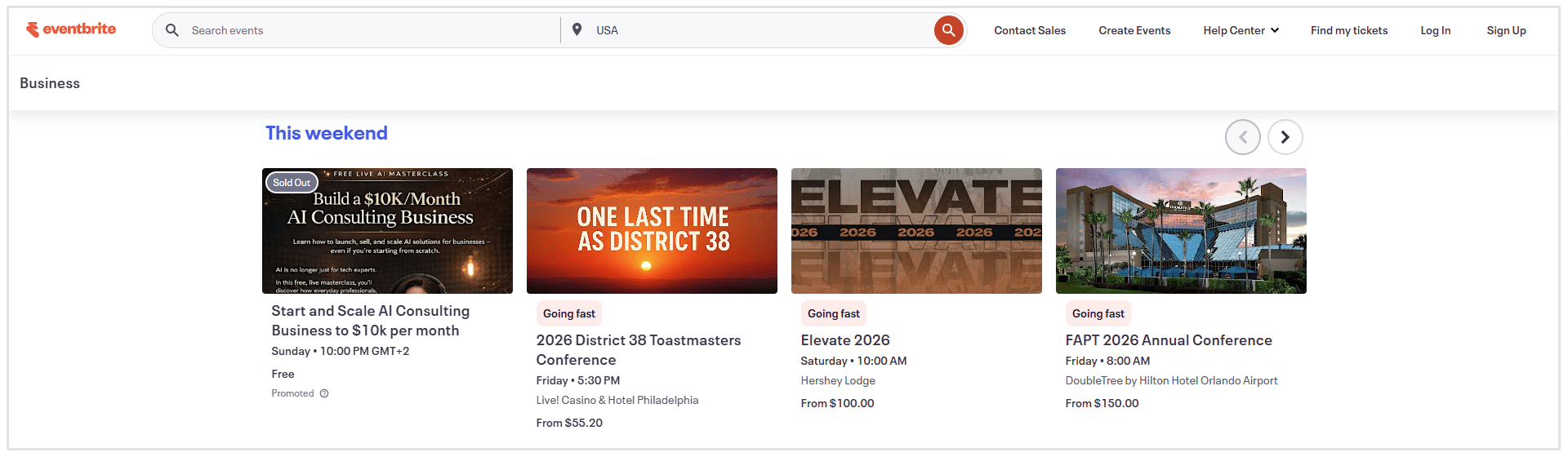 Eventbrite listings